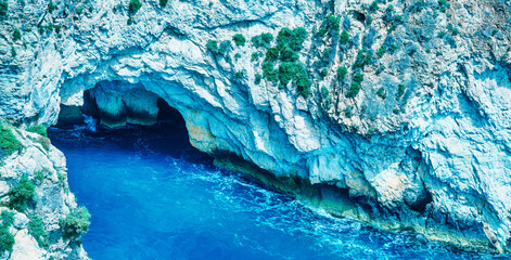 The Blue Grotto aerial view in Malta