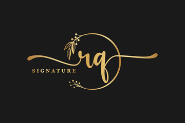 luxury signature initial rq logo design. Handwriting vector logo design illustration image