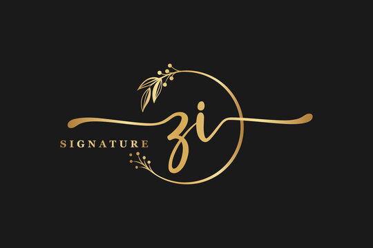 luxury signature initial zi logo design. Handwriting vector logo design illustration image