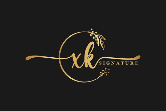 luxury signature initial xk logo design. Handwriting vector logo design illustration image