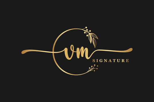 luxury signature initial vm logo design. Handwriting vector logo design illustration image