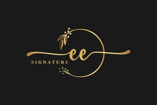 luxury signature initial ee logo design. Handwriting vector logo design illustration image