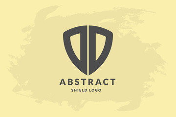 Initial letter dd in shape of shield. Handwriting vector logo design illustration image