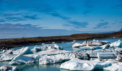 Icebergs in the Jokulsarlon Lagoon, Southern Iceland in summer season