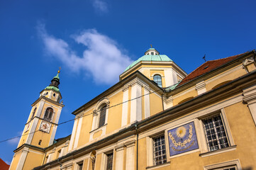 Fototapeta na wymiar Saint Nicholas Cathedral of Ljubljana, Slovenia