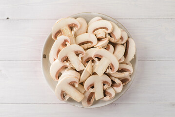 chopped champignons on a plate