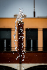 Water splash on the building background