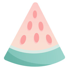 Flat simple illustration of watermelon piece. Isolated element