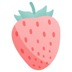 Flat simple illustration of pink strawberry. Isolated element