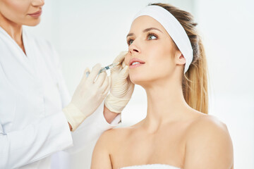 A scene of medical cosmetology treatments botox injection.