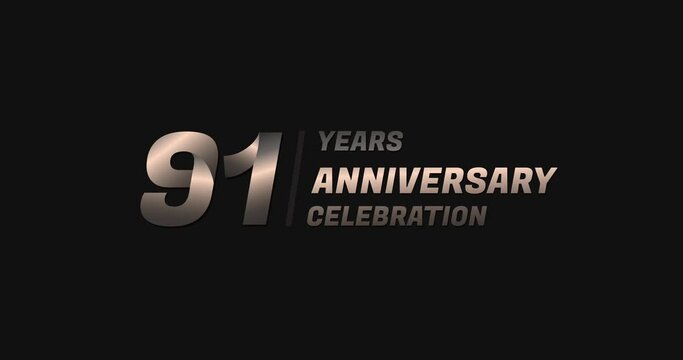 91 years gold anniversary celebration, modern animation design