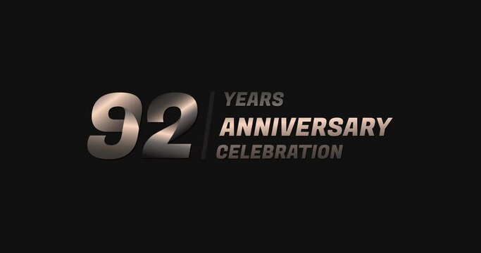 92 years gold anniversary celebration, modern animation design