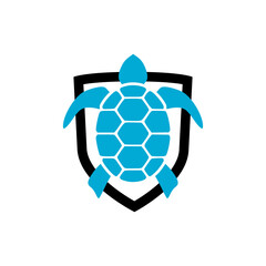Obraz premium Turtle on shield icon isolated on white background