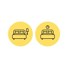 Bed flat vector icon. Rooms flat vector icon. Lodging flat vector icon