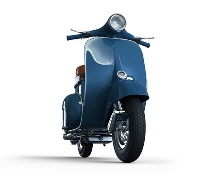 Vintage blue scooter isolated - 3d rendering	
