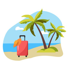 Summer vacation travel concept. vector flat design illustration