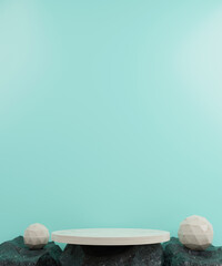 Product display podium decorated for social media