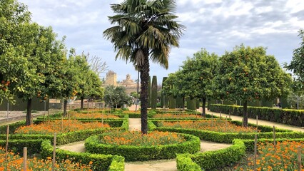 jardin du palais de l'Alcázar de Cordoue en Andalousie, Espagne