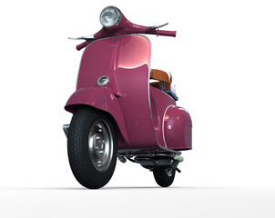 Vintage pink scooter isolated - 3d rendering	
