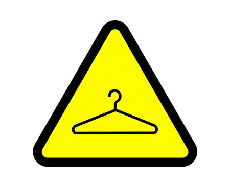 Warning sign with symbol of coat hanger - metaphor of danger and risk of risky and dangerous self induced abortion. Vector illustration isolated on white.