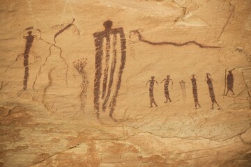 ancient pictographs in an alcove