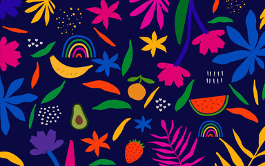 Colorful organic shapes doodle collection. Cute botanical shapes, random childish doodle cutouts of tropical leaves and flowers, decorative abstract art vector illustration
