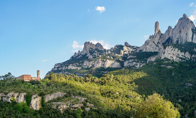 View of Sant Benet monastery in Montserrat Mountain, Catalonia