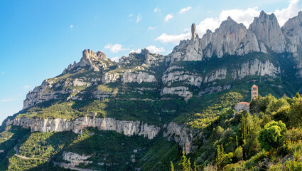 Fototapeta na wymiar View of Sant Benet monastery in Montserrat Mountain, Catalonia