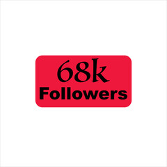 68k followers Red vector icon stamp, logo illustration.