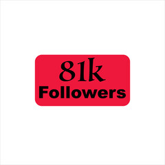 81k followers Red vector icon stamp, logo illustration.