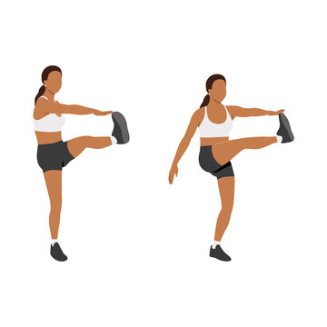 Woman doing kick crunch exercise. Flat vector illustration isolated on white background © lioputra