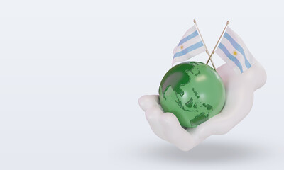 3d World environment day Argentina flag rendering right view