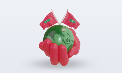 3d World environment day Maldives flag rendering front view