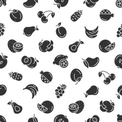 Seamless pattern of outline simple minimalistic black silhouette fruit icons on white background for prints, wallpapers, mobile concepts and web apps