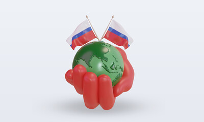 3d World environment day Russian  flag rendering front view