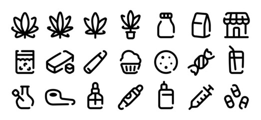 Cannabis product icon set (Soft bold line version)