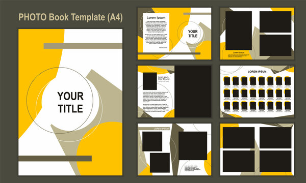 Template for school photobook or graduation album. Modern geometric style. Layout of Frames for photos in A4 format. Vector illustration