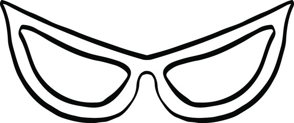 cat eye glasses isolated vector simple hand drawn rim shape