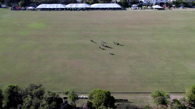 Aerial footage of a polo match 