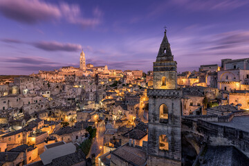 Fototapeta na wymiar Matera, an ancient city in South Italy during sunset
