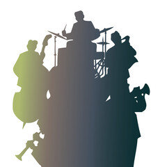 swing jazz band silhouette  background