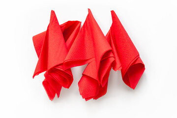Red paper napkins. Red paper napkins on a white. Selective soft focus.