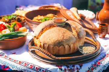 Traditional dishes of Gagauz cuisine from the south of the Republic of Moldova at the Hederlez festival