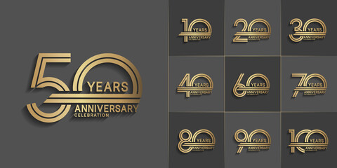 set of anniversary premium collection golden color can be use for celebration event