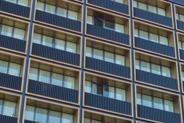 residential building facade with symmetrical balconies