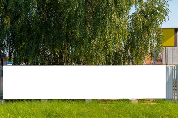 Advertising banner mock-up on the fence of construction site © diesirae