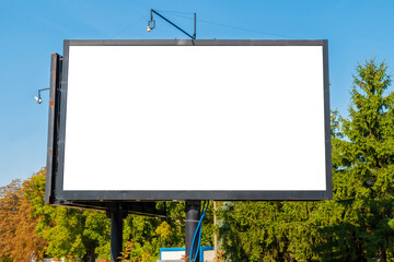 Blank white huge advertising display in the city