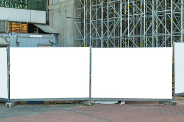 Blank white billboard for advertisement on the construction site © diesirae