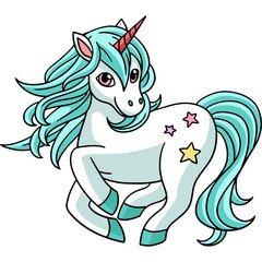Unicorn Standing Cartoon Colored Clipart