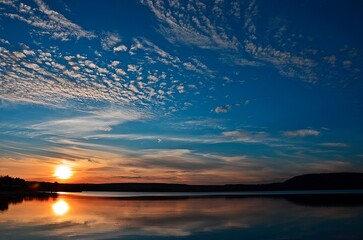 sunset over the lake